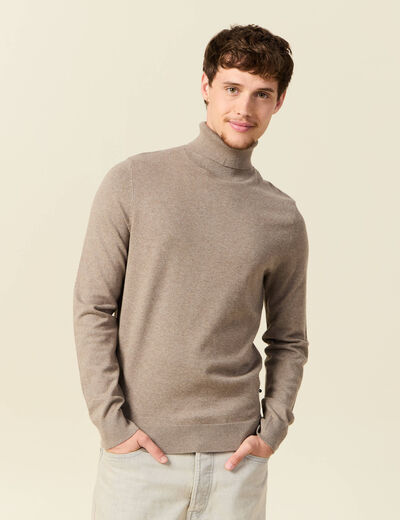 Pull droit court manches longues vert kaki homme