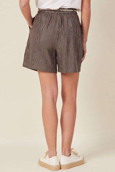 Short droit ceinturé gris foncé femme