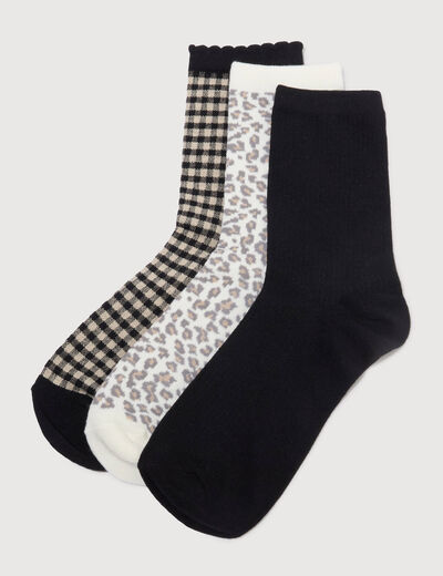 Lot de 3 paires chaussettes hautes noir femme