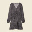 Robe droite courte col v manches longues noir femme