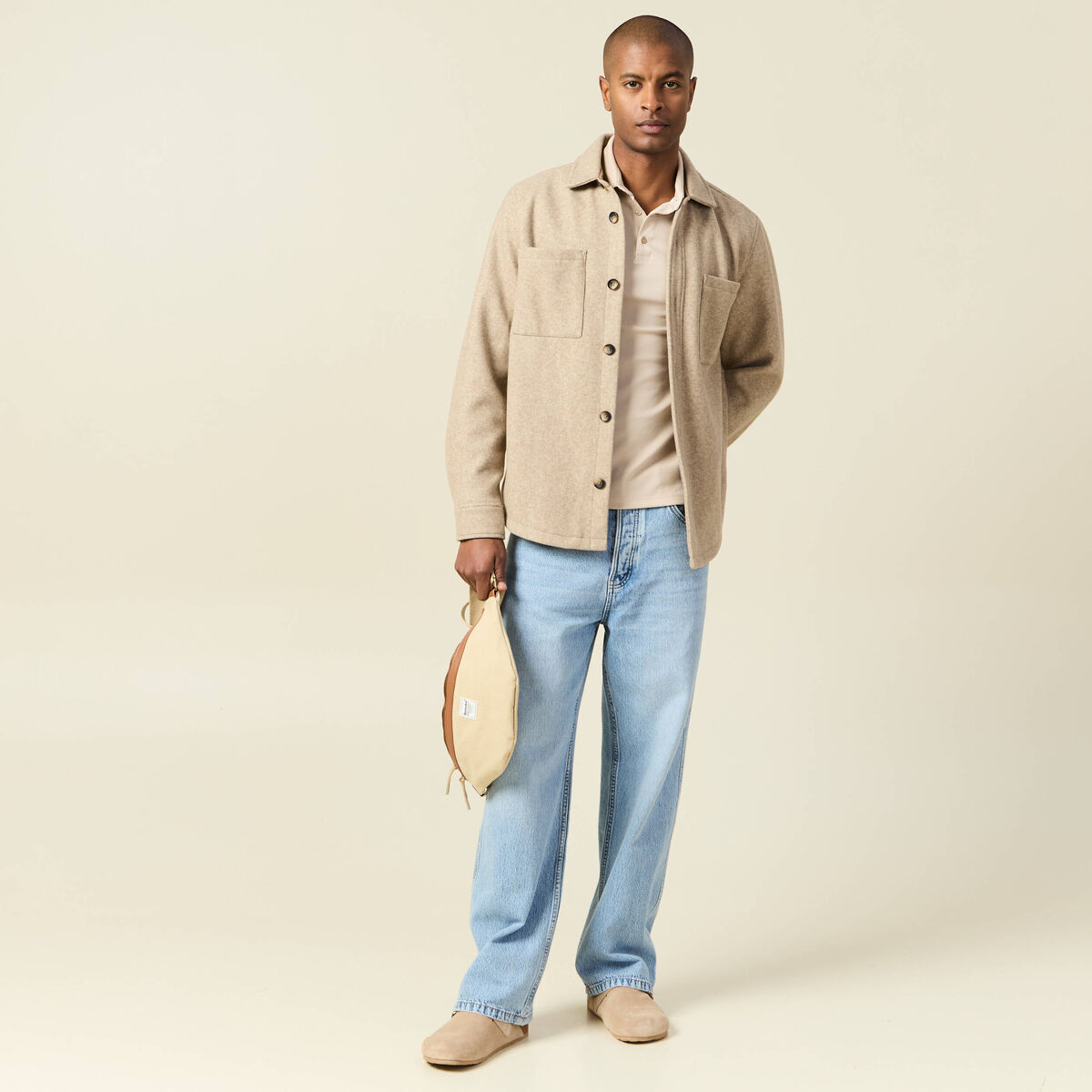 Polo manches longues sable homme