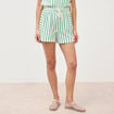 Short taille haute en maille ray&eacute;e vert femme