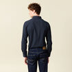 Chemise cintr&eacute;e en coton manches longues bleu marine homme