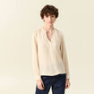 Blouse manches longues satin creme femme