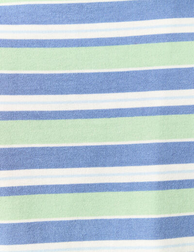 T-shirt ray&eacute; col rond manches longues vert menthe femme