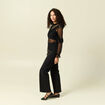 Blouse transparente manches longues noir femme