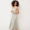 Robe longue &eacute;vas&eacute;e &agrave; bretelles bleu gris femme