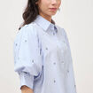 Chemise ample manches coude bleu ciel femme