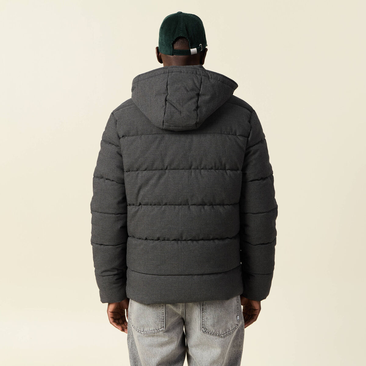 Doudoune à capuche gris foncé homme