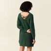 Robe pull droite col bateau vert foncé femme