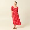 Robe longue &eacute;vas&eacute;e manches courtes rouge femme