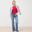 Pull col rond manches courtes rouge fonc&eacute; femme