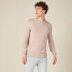 Pull manches longues col rond beige homme