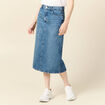 Jupe midi crayon en jean denim used femme