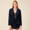 Veste velours éco-responsable bleu canard femme