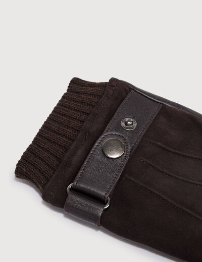 Gants en cuir avec doublure marron homme