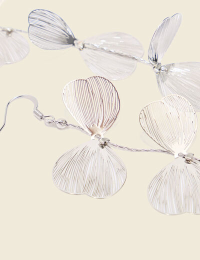 Boucles d'oreilles pendantes couleur argent femme