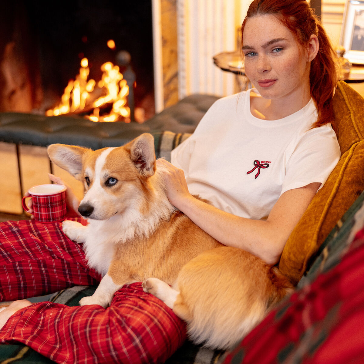 Pyjama coton haut + bas rouge femme