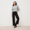 Jeans large taille haute denim noir femme