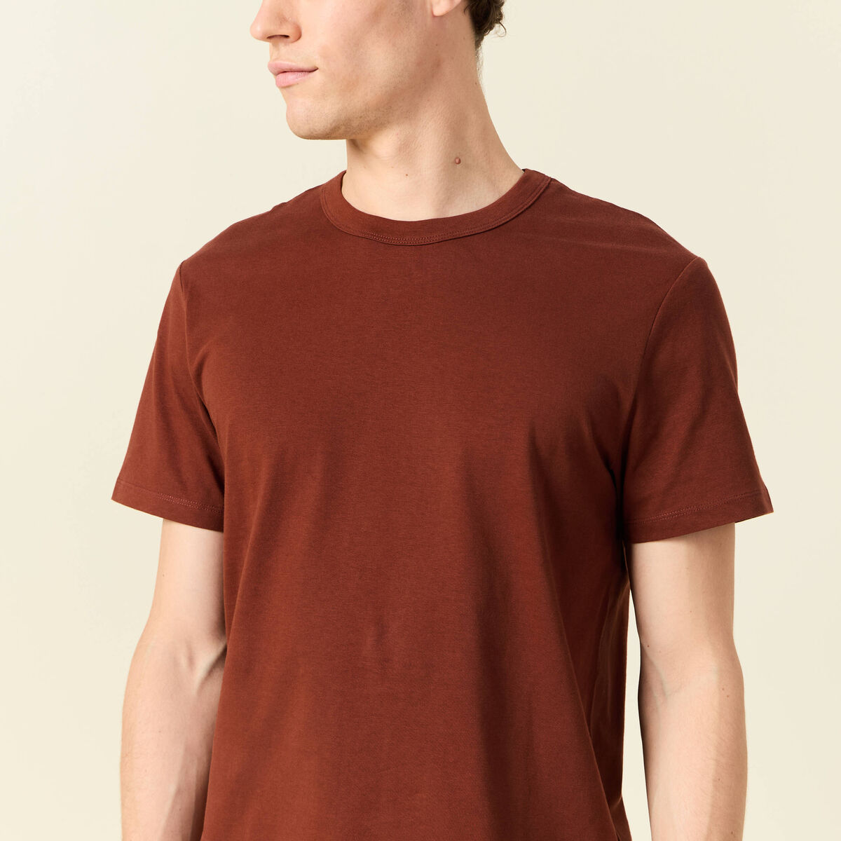 T-shirt éco-responsable marron cognac homme