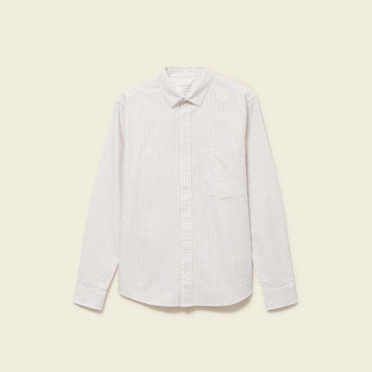 Chemise en coton manches longues beige homme