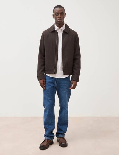 Veste oversize courte col classique marron homme