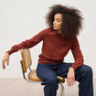 Pull manches longues marron cognac femme