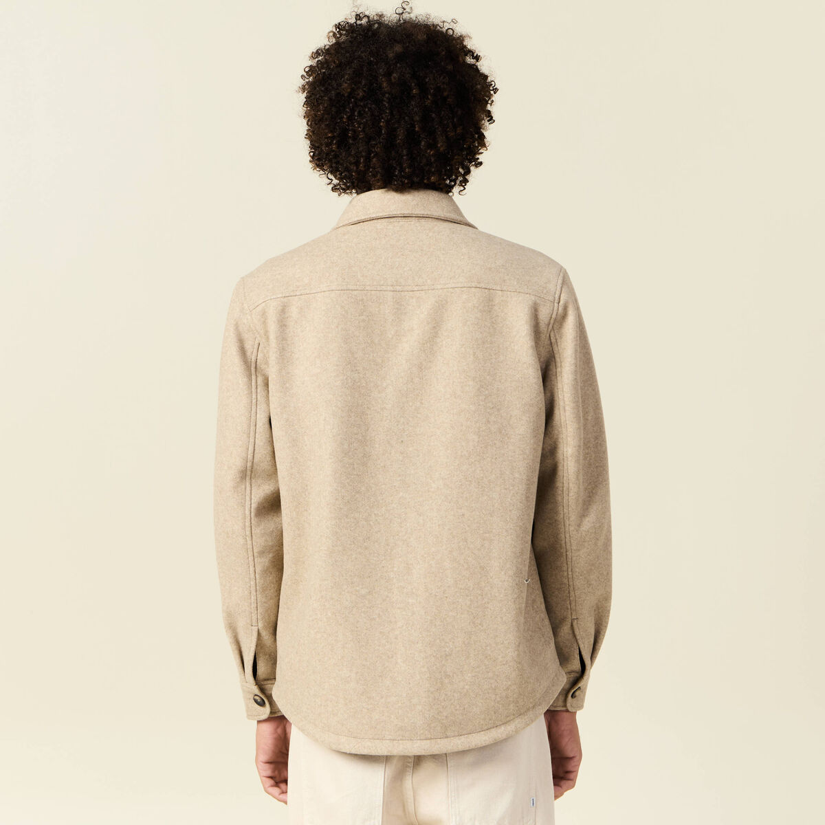 Surchemise boutonn&eacute;e beige homme