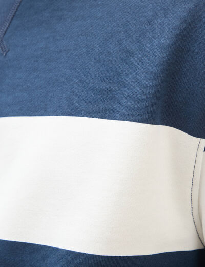 Sweat ray&eacute; col rond manches longues bleu marine homme