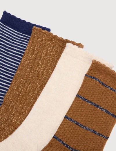 Lot de 4 paires de chaussettes camel femme