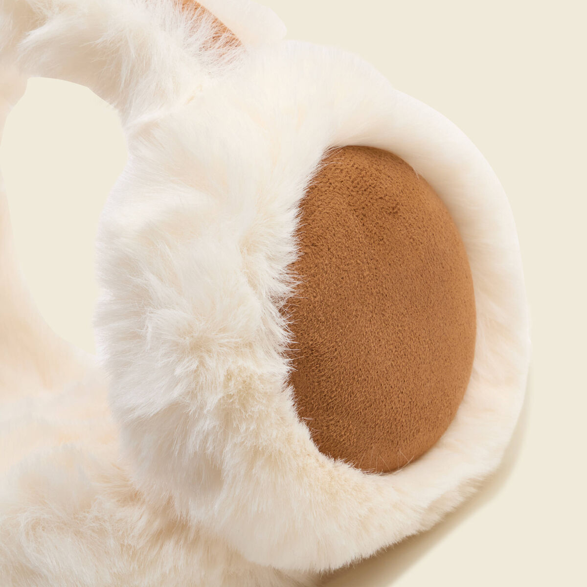 Cache-oreilles sherpa marron cognac femme