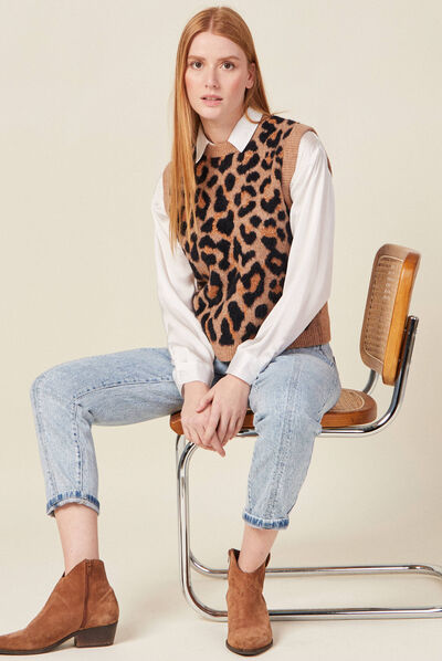 Pull éco-responsable marron clair femme