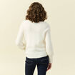 Pull col bateau manches longues ecru femme