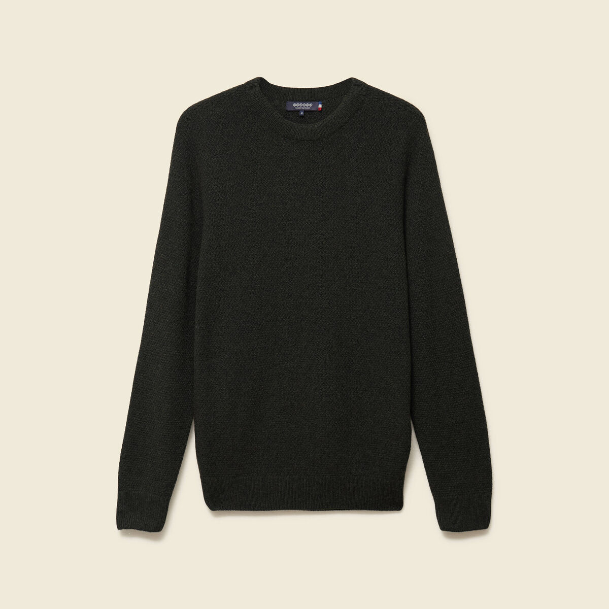 Pull manches longues fabriqu&eacute; en France vert kaki homme