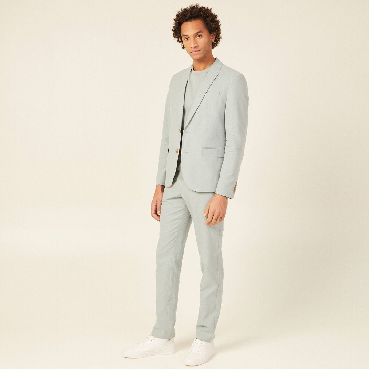 Veste blazer boutonnée bleu gris homme