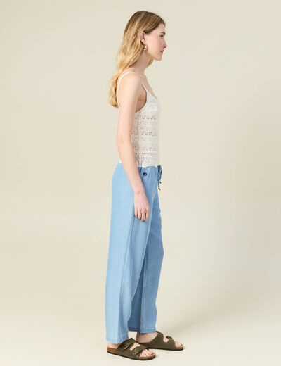 Débardeur tricot ajouré creme femme