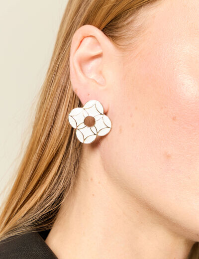 Boucles d'oreilles ecru femme