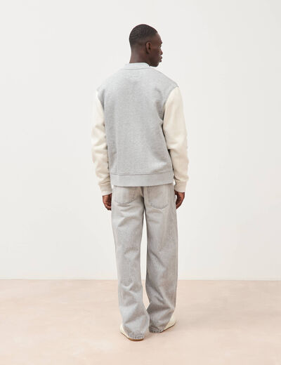 Sweat manches longues brod&eacute; gris clair homme