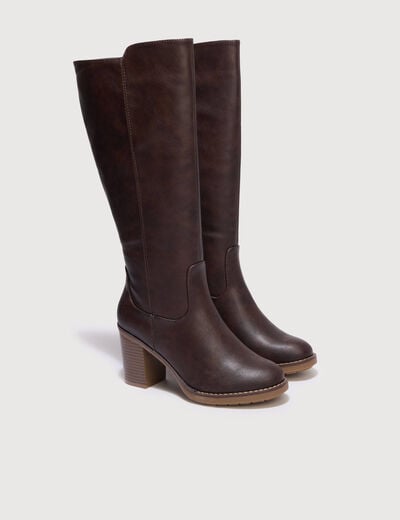 Bottes &agrave; talon marron fonc&eacute; femme