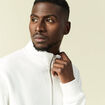Sweat col montant manches longues ecru homme