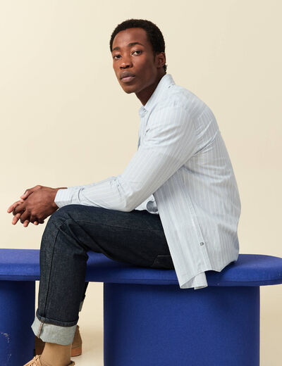 Chemise boyfriend en coton bleu clair homme