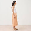 Pantalon large taille haute 3/4 en coton orange abricot femme