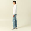 Pull col rond manches longues ecru homme