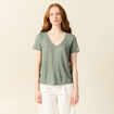 T-shirt en lin vert kaki femme