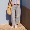 Jeans slouchy brodé 7/8ème denim bleach femme