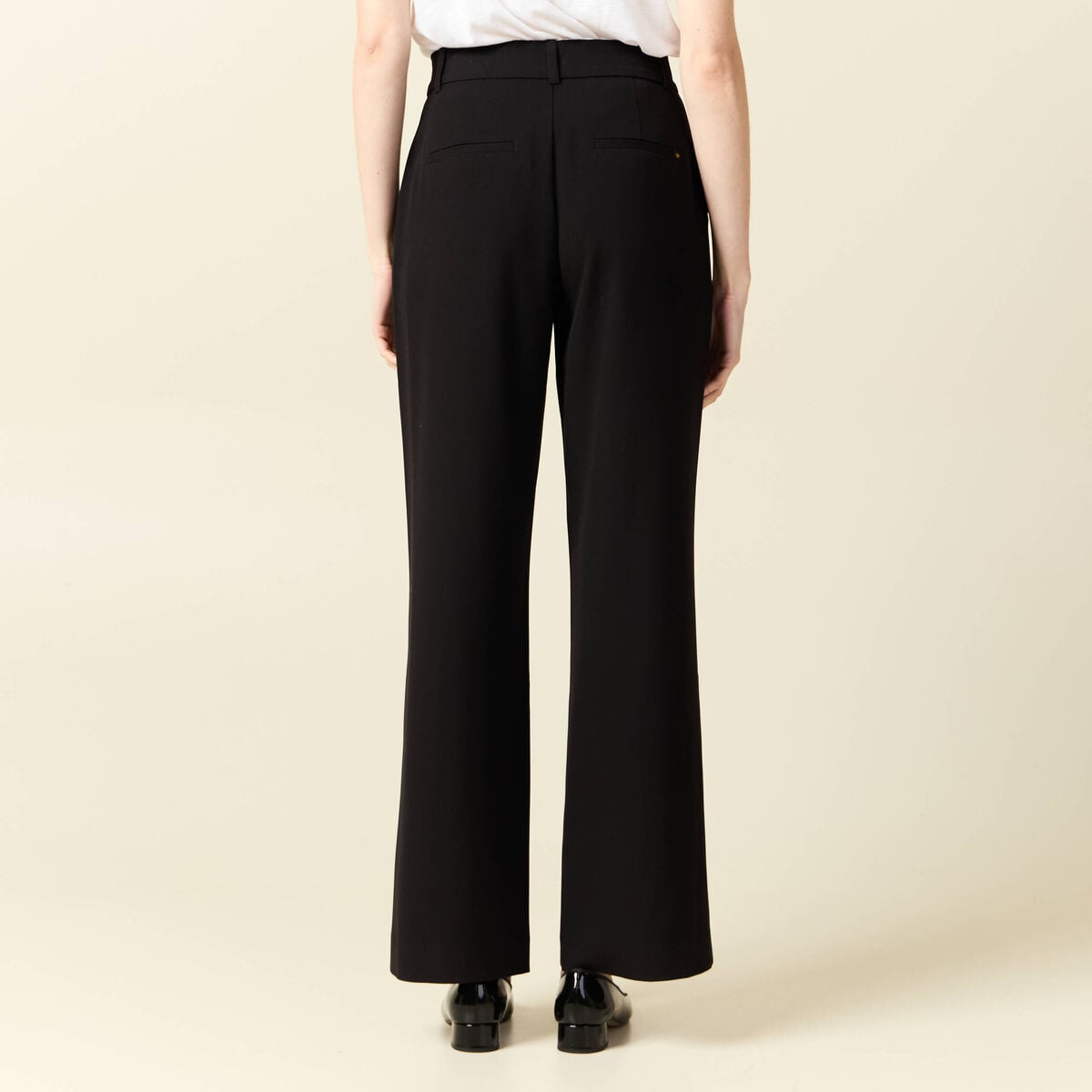 Pantalon straight taille haute noir femme