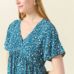 Robe évasée manches courtes bleu femme