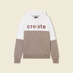 Sweat &agrave; capuche manches longues taupe homme