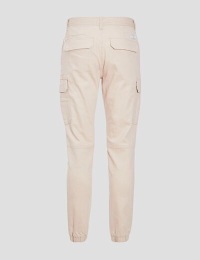 Pantalon cargo taille à cordon beige homme