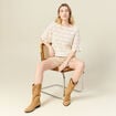 Bermuda droit taille haute beige femme